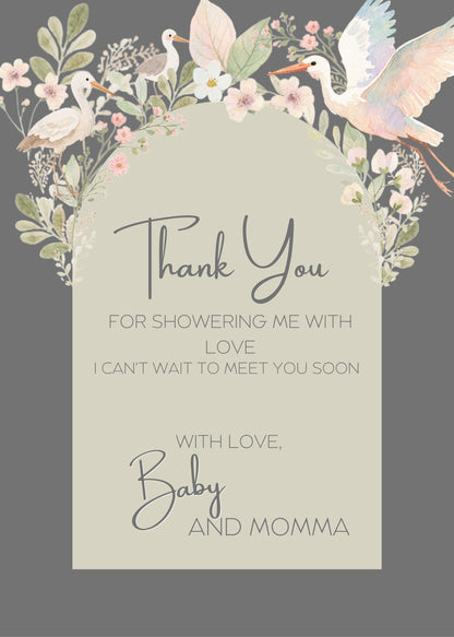 Floral Baby Shower Thank You Card: Editable Canva Template (Instant Digital Download)