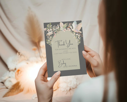 Floral Baby Shower Thank You Card: Editable Canva Template (Instant Digital Download)