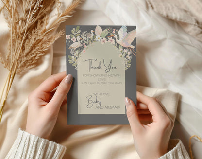 Floral Baby Shower Thank You Card: Editable Canva Template (Instant Digital Download)