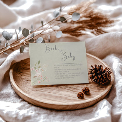 Digital Book Card Shower Invitation Floral Design Baby Registry Wish Card Template Download Nursery Decor Literary Gift Shower Favor Baby