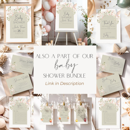 Digital Book Card Shower Invitation Floral Design Baby Registry Wish Card Template Download Nursery Decor Literary Gift Shower Favor Baby