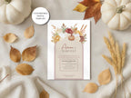 Autumn Party Announcement Template Digital Invitation Design For Celebration Harvest Theme Rustic Decor Element Botanical Illustrations