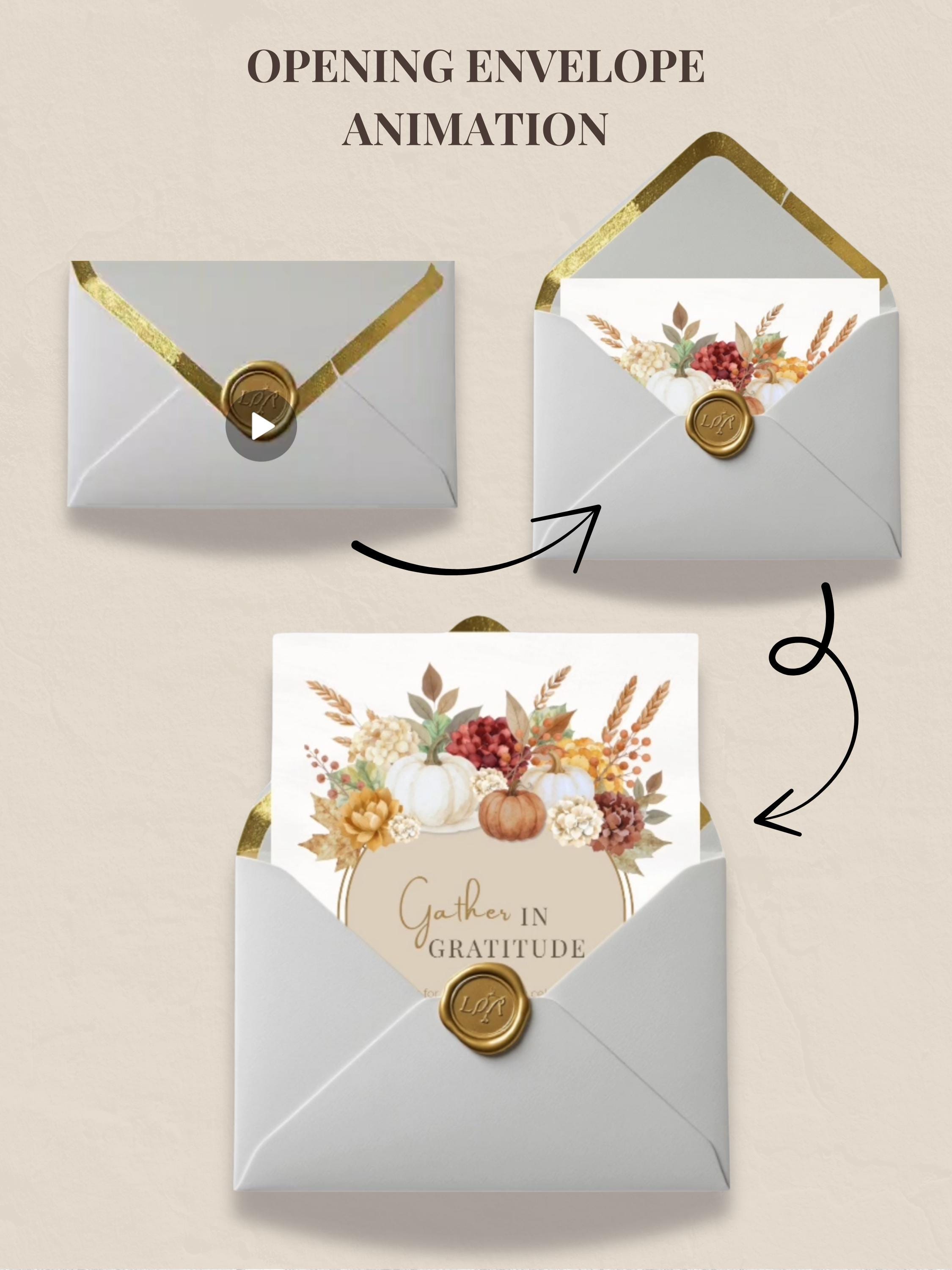 Animated Thanksgiving Digital Invite, Editable Harvest Dinner Video Evite, Fall Party Motion Invite WhatsApp or Email, Autumn Canva Template