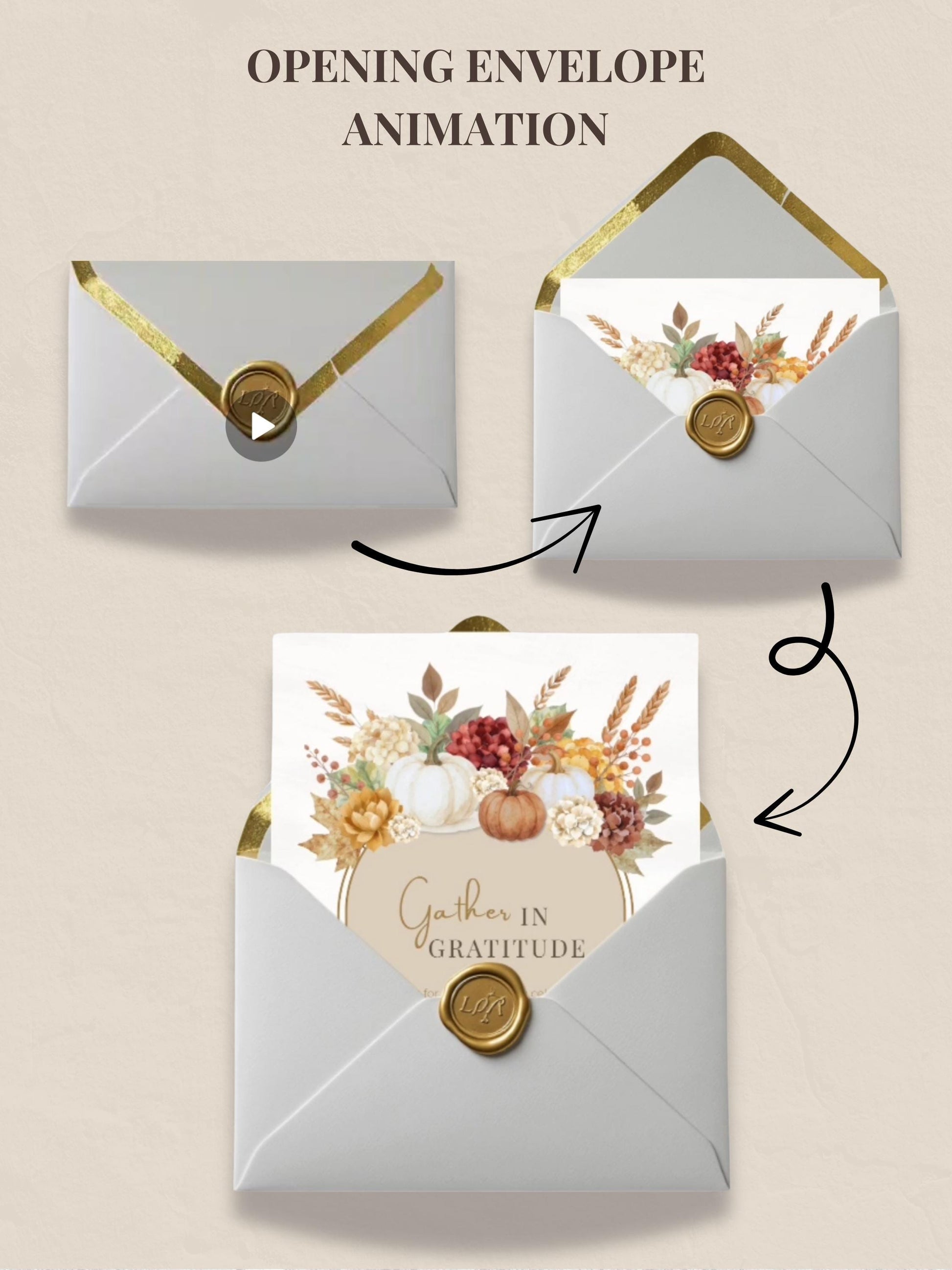 Animated Thanksgiving Digital Invite, Editable Harvest Dinner Video Evite, Fall Party Motion Invite WhatsApp or Email, Autumn Canva Template