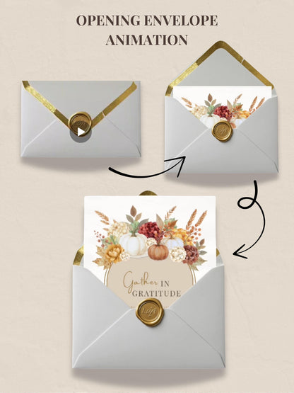 Animated Thanksgiving Digital Invite, Editable Harvest Dinner Video Evite, Fall Party Motion Invite WhatsApp or Email, Autumn Canva Template