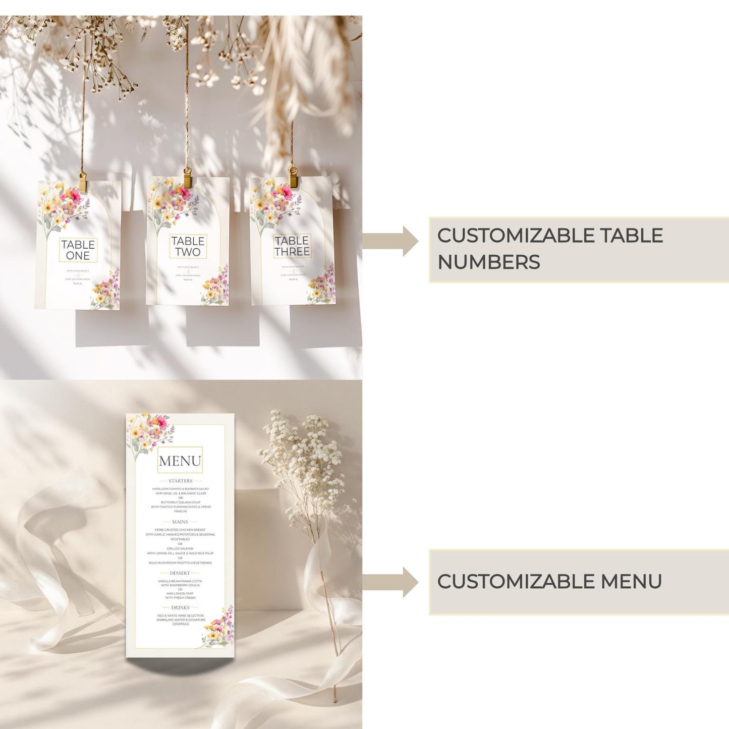 Wedding Template Bundle Digital Download Wedding Suite Floral Design Wedding Invitation Template Set Garden Wedding Stationery Package Set