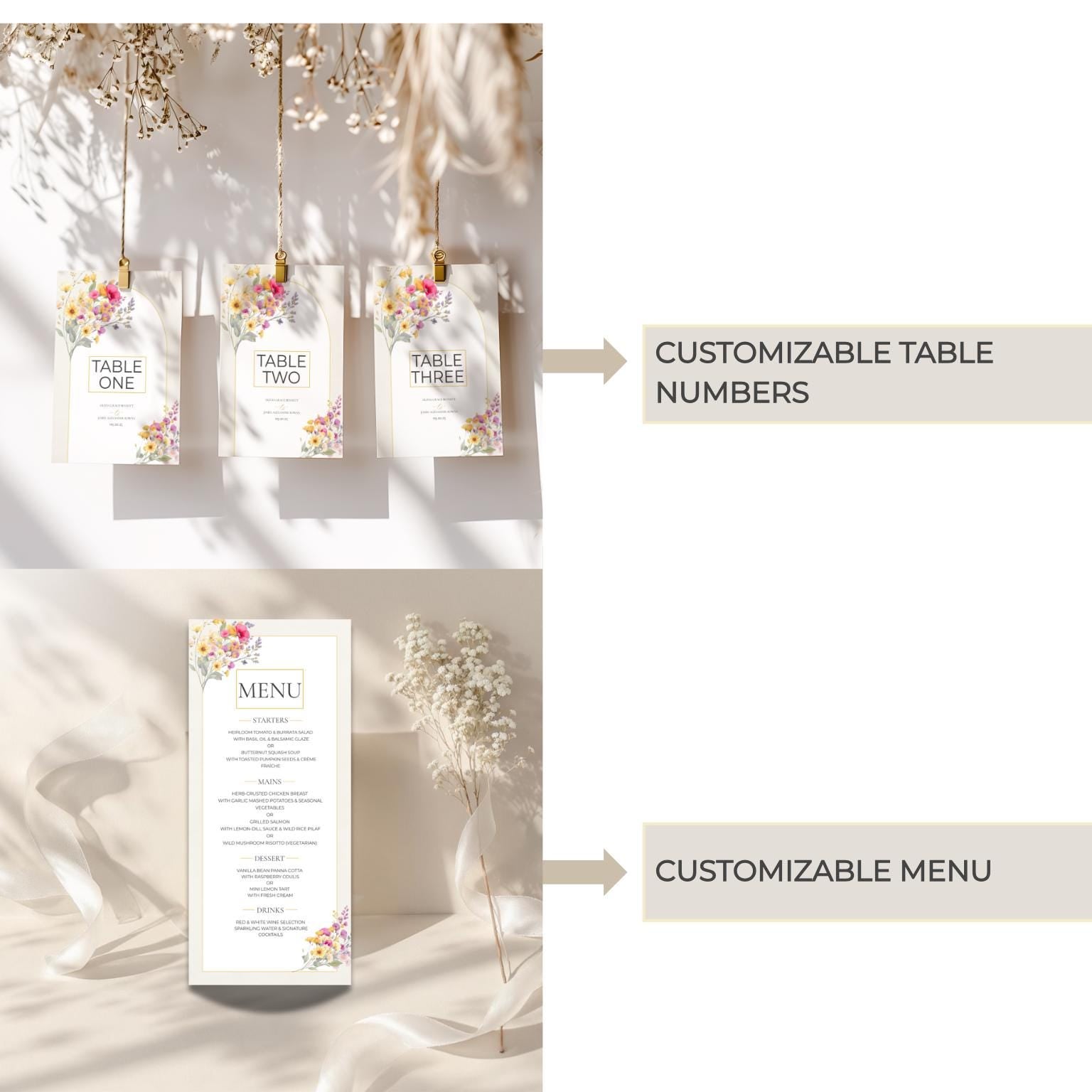 Wedding Template Bundle Digital Download Wedding Suite Floral Design Wedding Invitation Template Set Garden Wedding Stationery Package Set