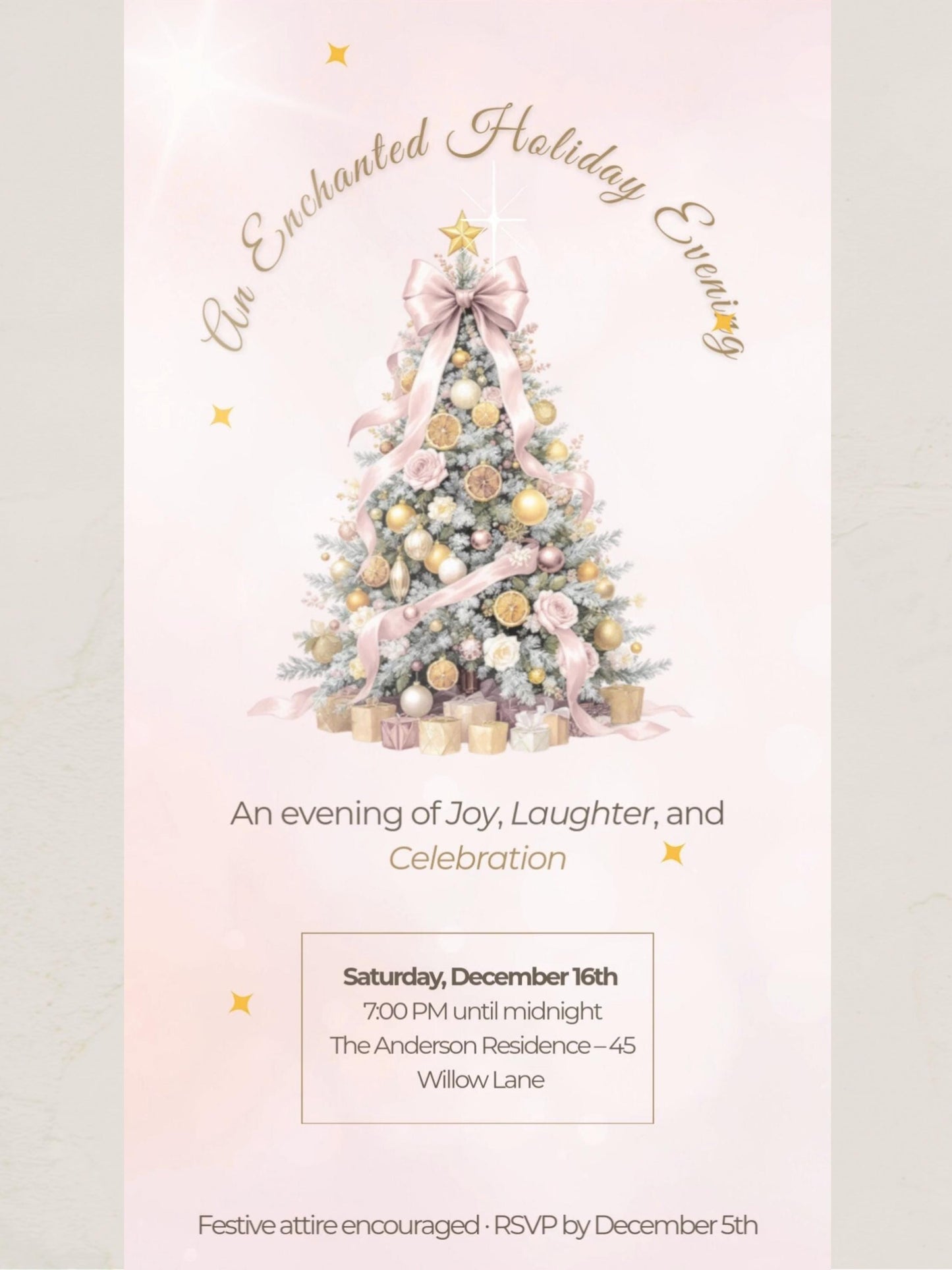 Animated Holiday Evite, Enchanted Digital Christmas Party Invitation Video, Canva Template, Elegant Holiday Invite with Envelope Animation