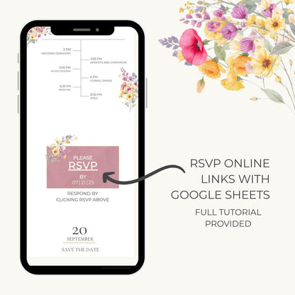 Wedding Website Template Digital Download Floral Design Wedding Website RSVP Form Wedding Timeline Planner Destination Wedding Invitation