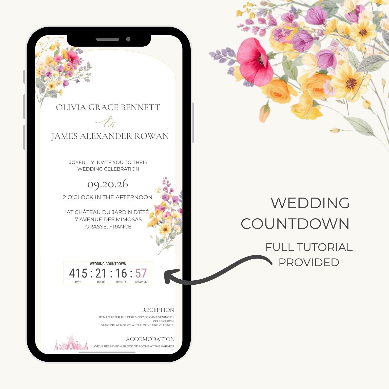 Wedding Website Template Digital Download Floral Design Wedding Website RSVP Form Wedding Timeline Planner Destination Wedding Invitation