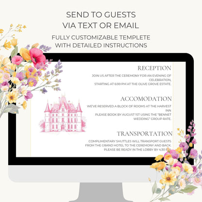 Wedding Website Template Digital Download Floral Design Wedding Website RSVP Form Wedding Timeline Planner Destination Wedding Invitation