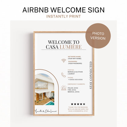 Vacation Rental Template Host Guide Digital Download Property Information Display Sign Welcome Guest Wifi Access Code Display Rental Details