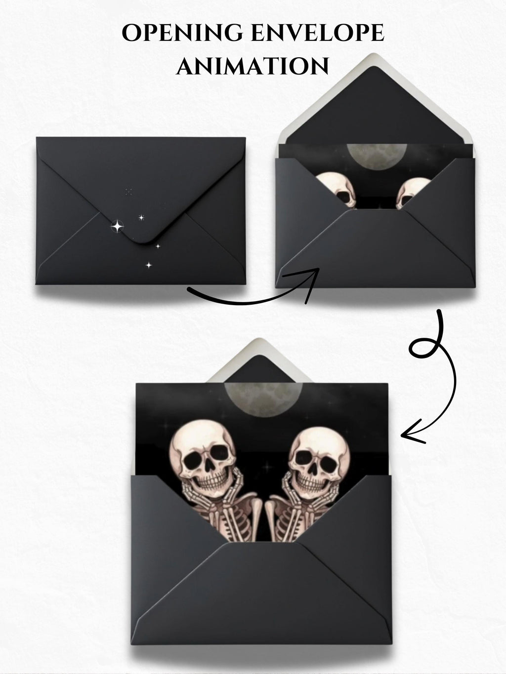 Skeleton Halloween Party Evite – Animated Digital Invitation, Editable Canva Template, Spooky Graveyard Autumn Event Invite, Fall Stationary