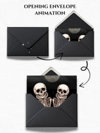 Skeleton Halloween Party Evite – Animated Digital Invitation, Editable Canva Template, Spooky Graveyard Autumn Event Invite, Fall Stationary