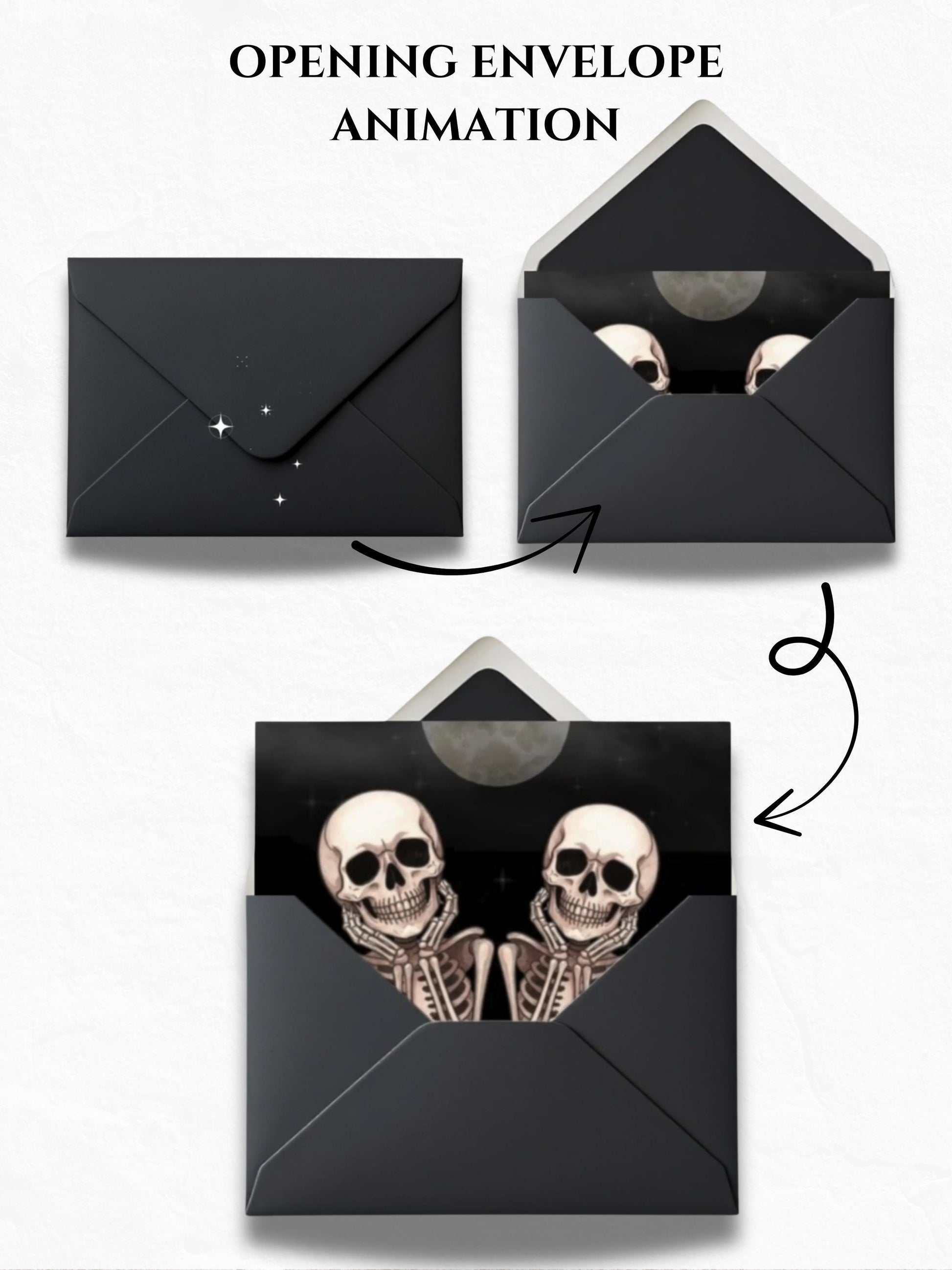 Skeleton Halloween Party Evite – Animated Digital Invitation, Editable Canva Template, Spooky Graveyard Autumn Event Invite, Fall Stationary