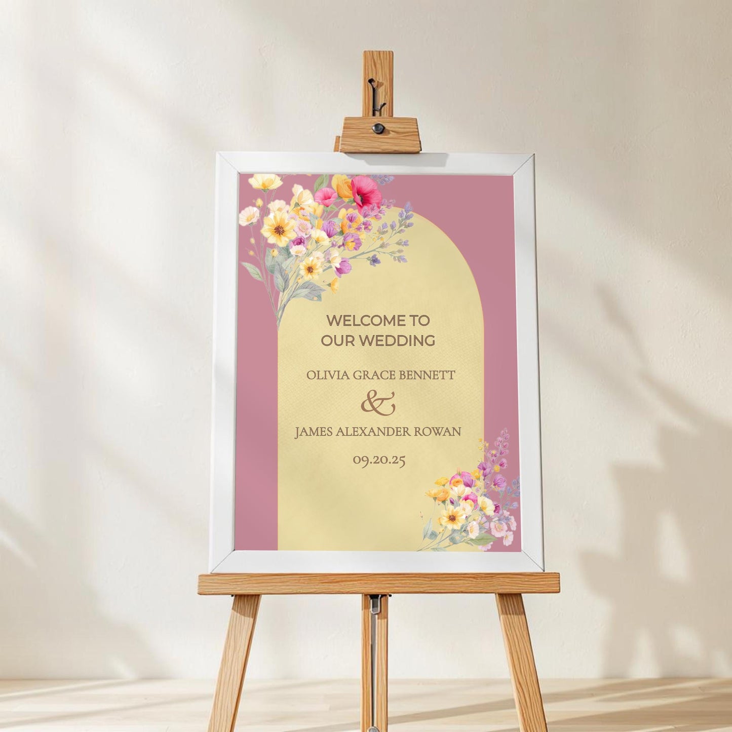 Wedding Welcome Sign Template Design Floral Artwork Digital Download Wedding Template Canva Editing Ceremony Display Entrance Decoration