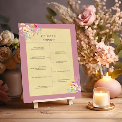 Wedding Ceremony Program Template Design Floral Invitation Template Download Digital File Format Guide Order Service Wedding Detail Elegant