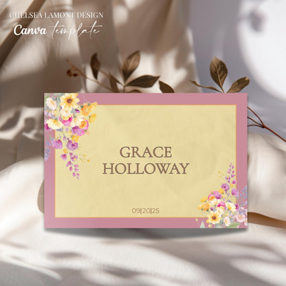 Digital Wedding Template Watercolor Design Collection Place Setting Cards Elegant Table Display Custom Name Tags Beautiful Floral Pattern Reception Planning Essential Professional Format Easy Customization Options Event Organization