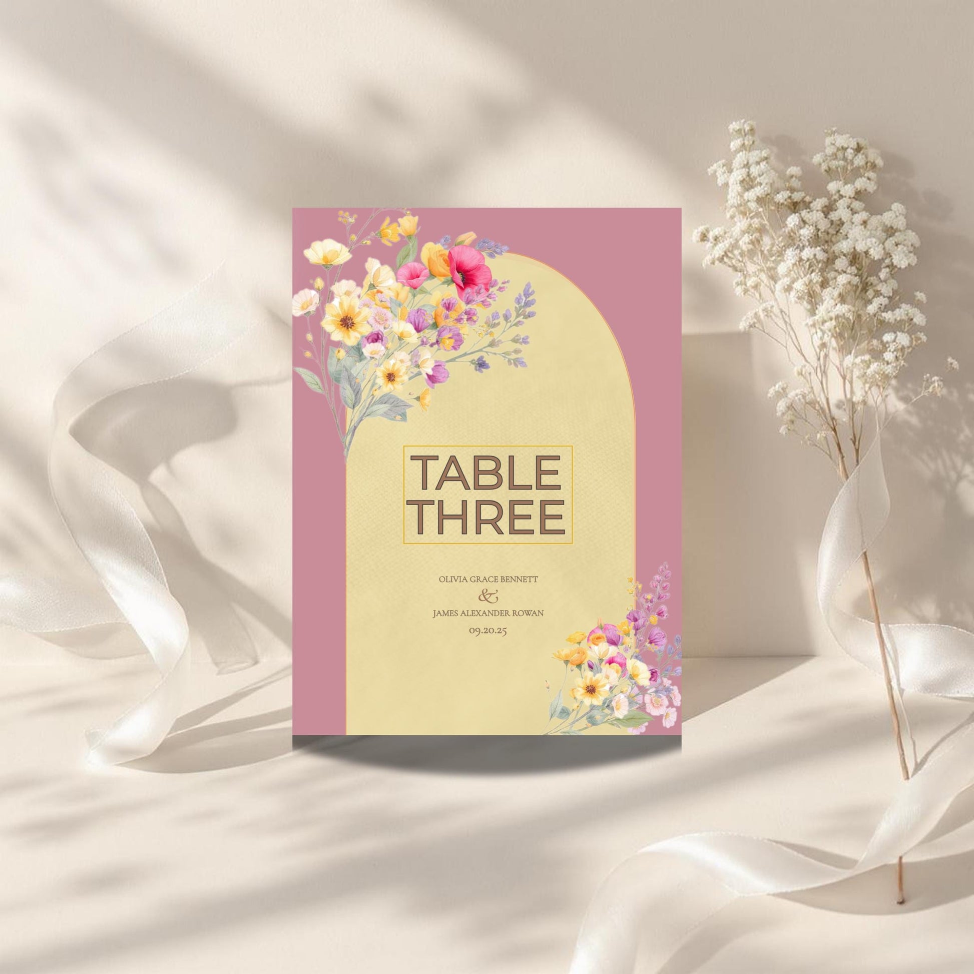 Wedding Table Number Display Template Design Download Digital File Format Canva Floral Design Wedding Decoration Table Setup Romantic Set