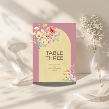 Wedding Table Number Display Template Design Download Digital File Format Canva Floral Design Wedding Decoration Table Setup Romantic Set