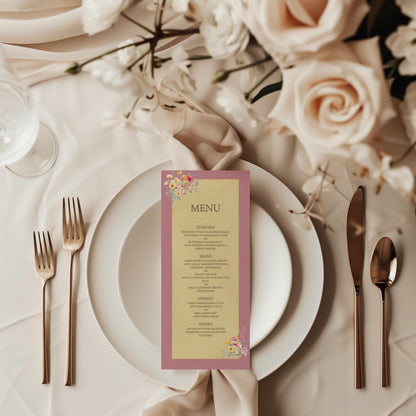 Wedding Menu Template Design Download Digital File Instant Access Bridal Stationery Wedding Reception Dinner Menu Table Display Elegant Look