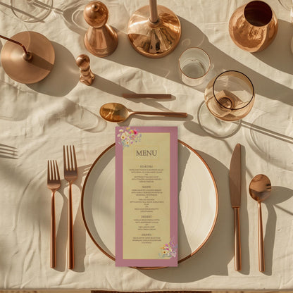 Wedding Menu Template Design Download Digital File Instant Access Bridal Stationery Wedding Reception Dinner Menu Table Display Elegant Look
