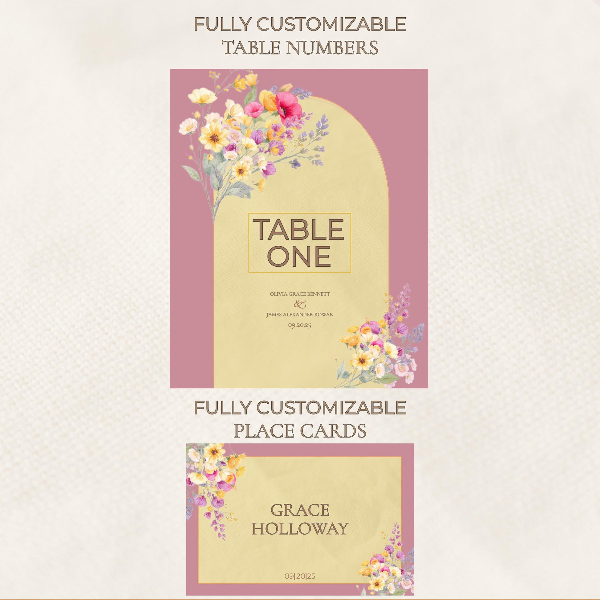 Wedding Invitation Set Customizable Wedding Bundle Editable Canva Templates Floral Suite Welcome Sign Save the Date Menu RSVP Table Number