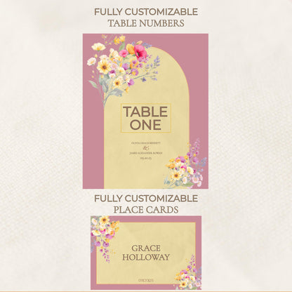 Wedding Invitation Set Customizable Wedding Bundle Editable Canva Templates Floral Suite Welcome Sign Save the Date Menu RSVP Table Number