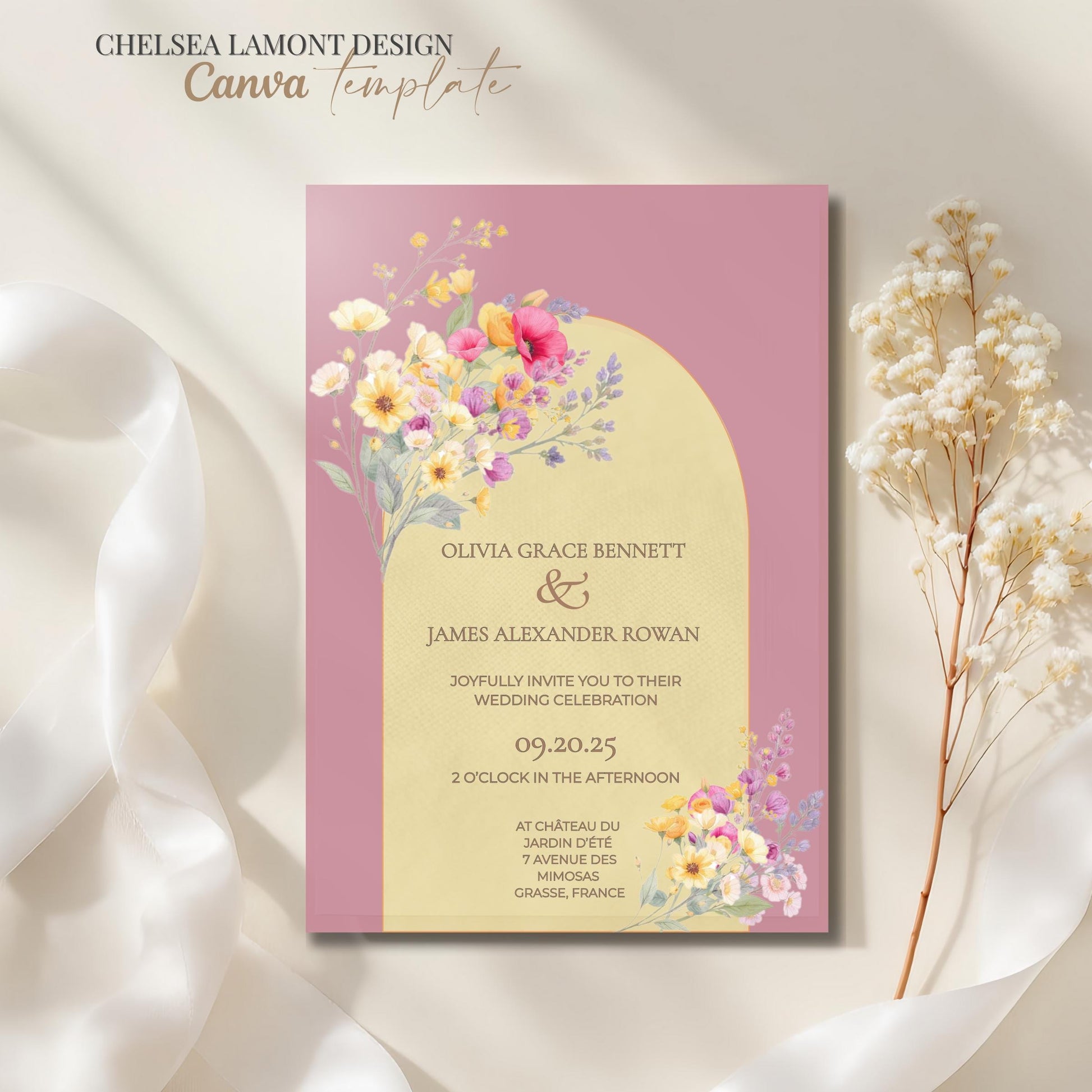 Wedding Invitation Set Customizable Wedding Bundle Editable Canva Templates Floral Suite Welcome Sign Save the Date Menu RSVP Table Number