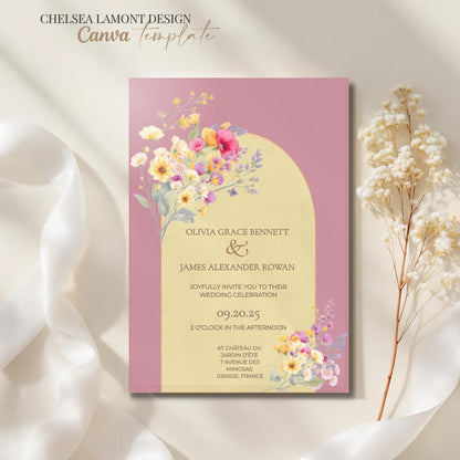 Wedding Invitation Set Customizable Wedding Bundle Editable Canva Templates Floral Suite Welcome Sign Save the Date Menu RSVP Table Number