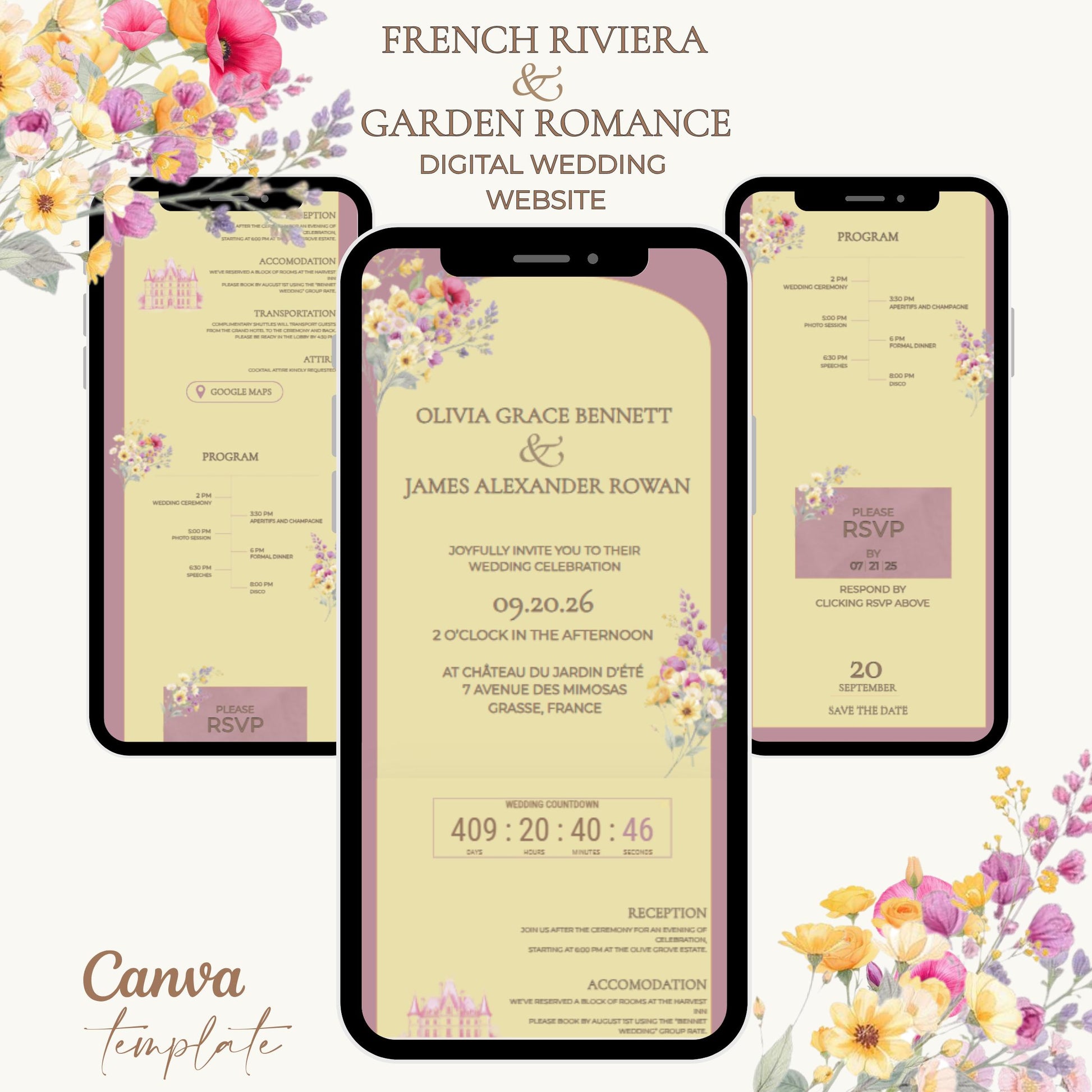 Wedding Website Builder Digital Template Collection Watercolor Floral Pattern Custom Design Options Mobile Friendly Layout Professional Wedding Platform Online Planning Tools Beautiful Event Portal Timeline Features Guest Management System