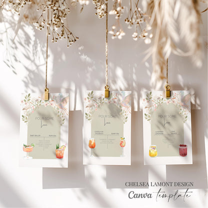 Baby Shower Menu Design Template Digital Download Drink Sign for Party Drink Station Bar Decor Floral Design Canva Template Editable File