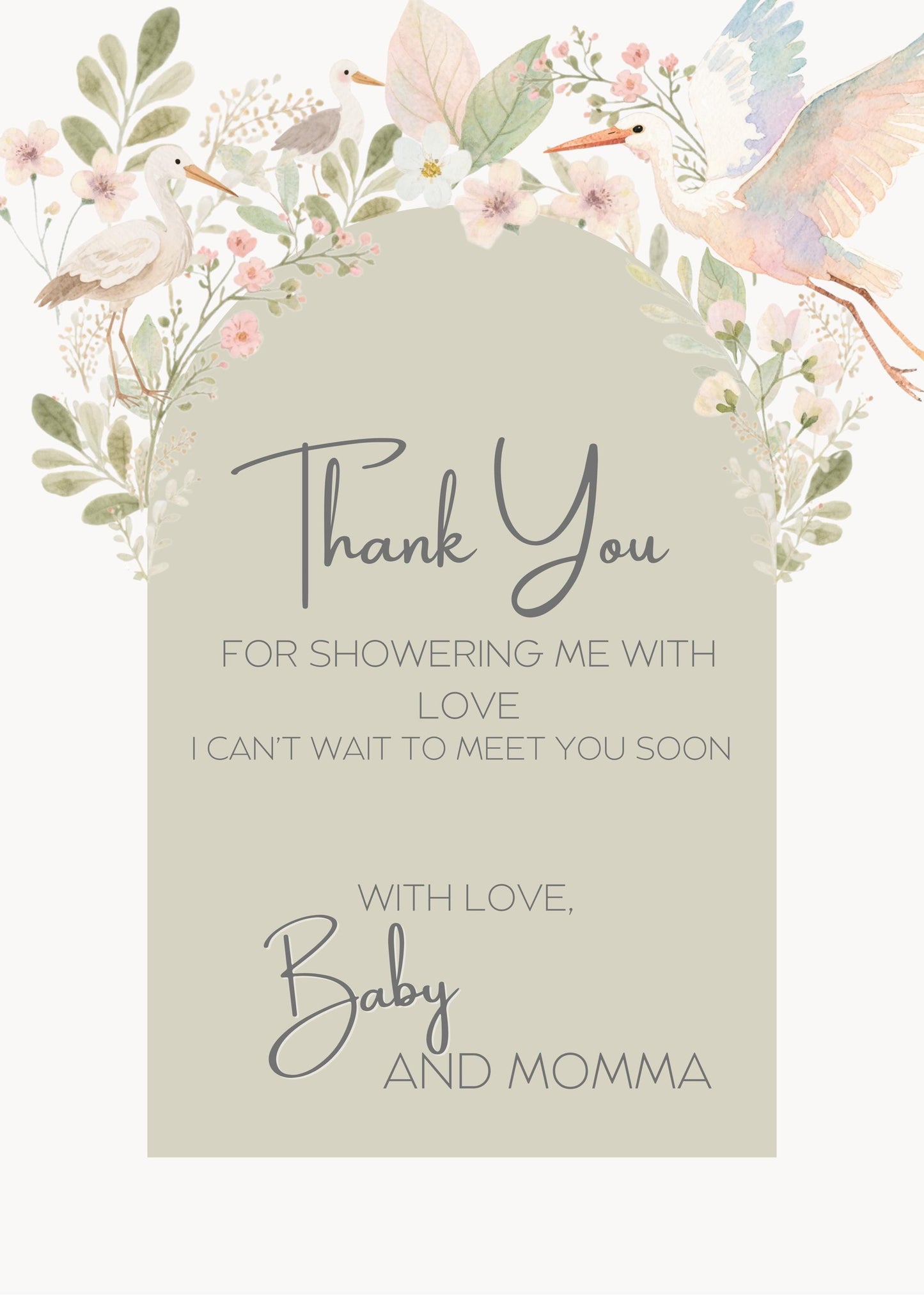 Digital Thank You Template Thank You Baby Shower Baby Shower Gift Gift Card Editable Editable Design Modern Modern Style Botanical Art Set