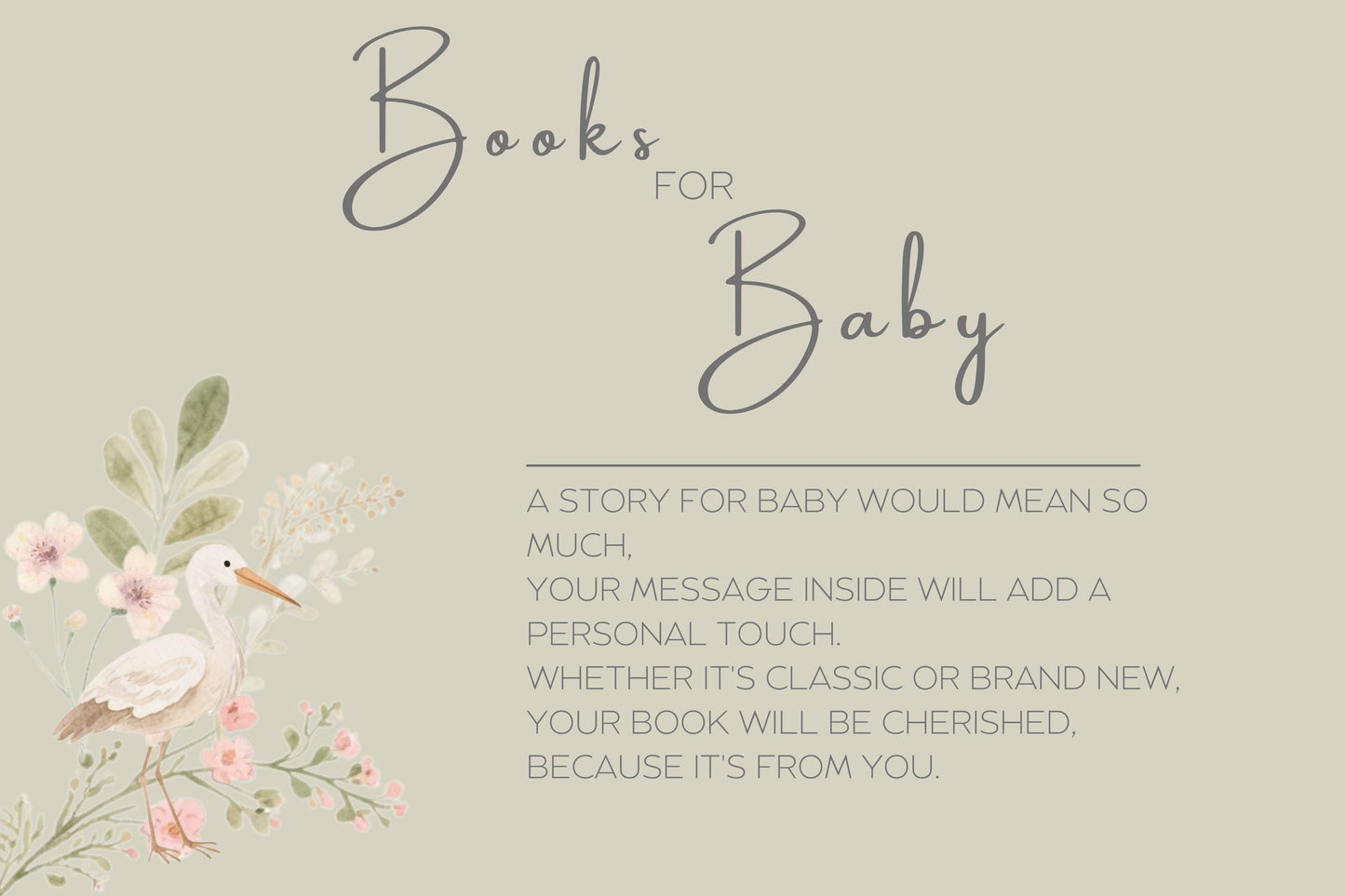 Digital Book Card Shower Invitation Floral Design Baby Registry Wish Card Template Download Nursery Decor Literary Gift Shower Favor Baby