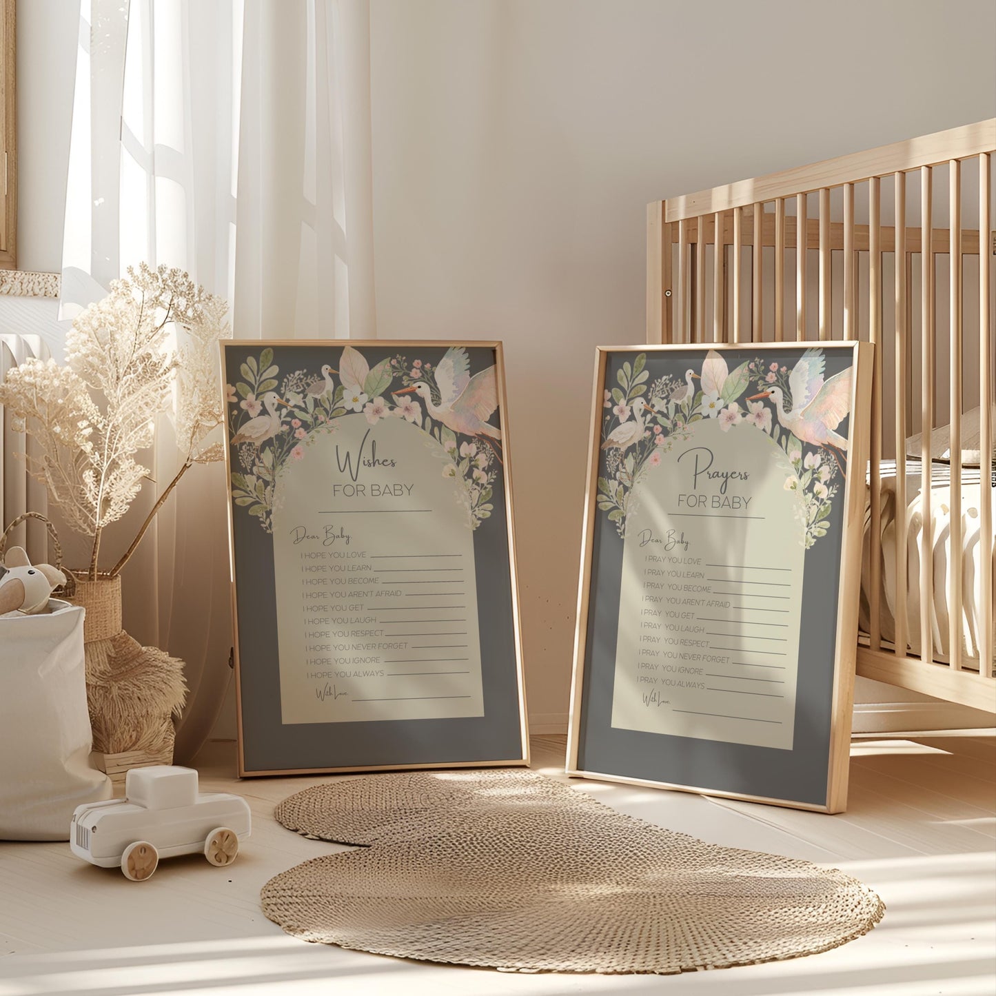 Baby Shower Template Digital Download Prayer Card Message Keeper Nursery Decor Floral Design Sage Green Botanical Print Baby Shower Activity