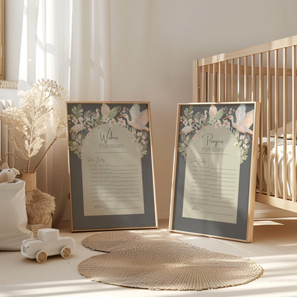 Baby Shower Template Digital Download Prayer Card Message Keeper Nursery Decor Floral Design Sage Green Botanical Print Baby Shower Activity