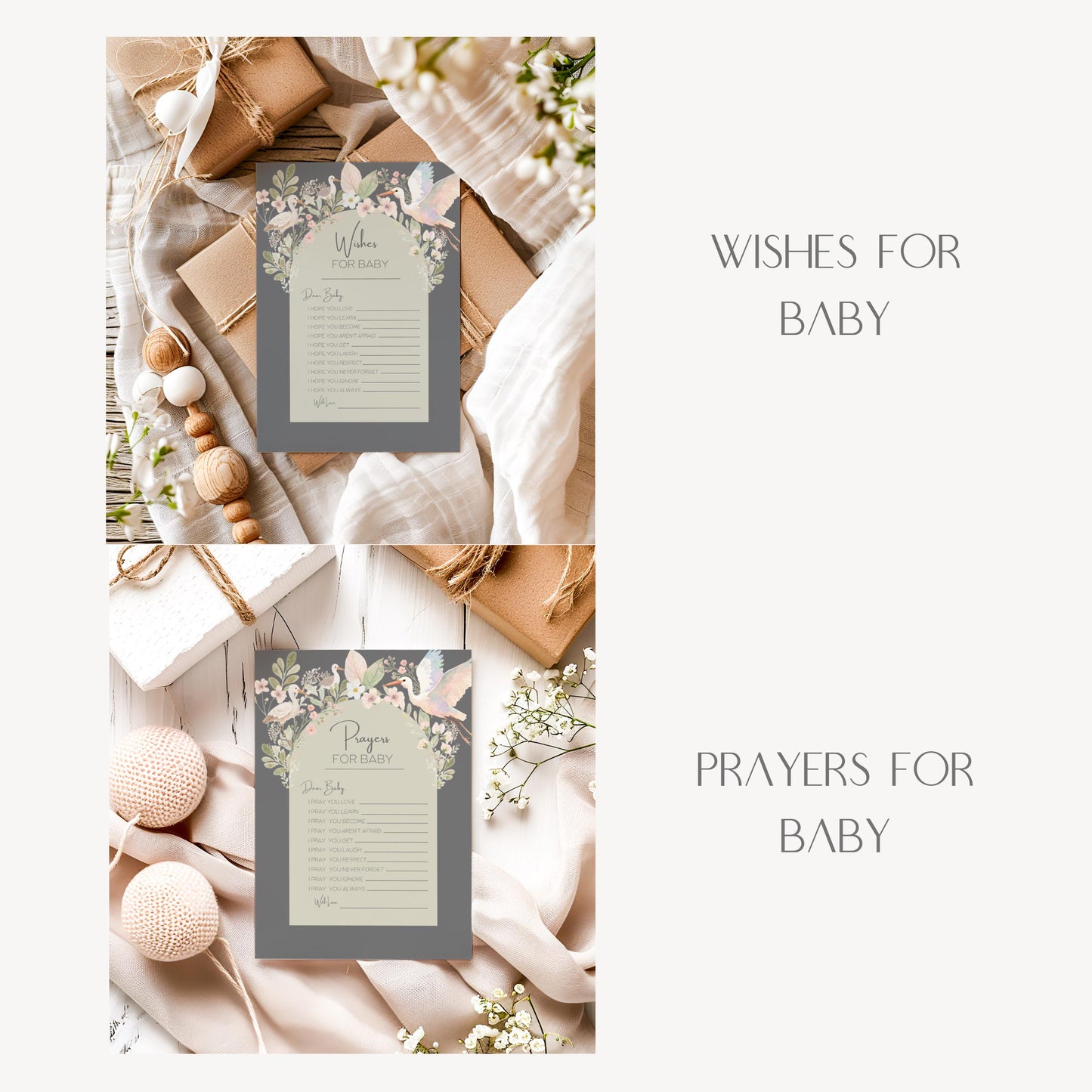 Digital Shower Template Baby Invitation Design Package Party Decoration Floral Accent Sage Green Nursery Theme Baby Shower Gift Set Canva