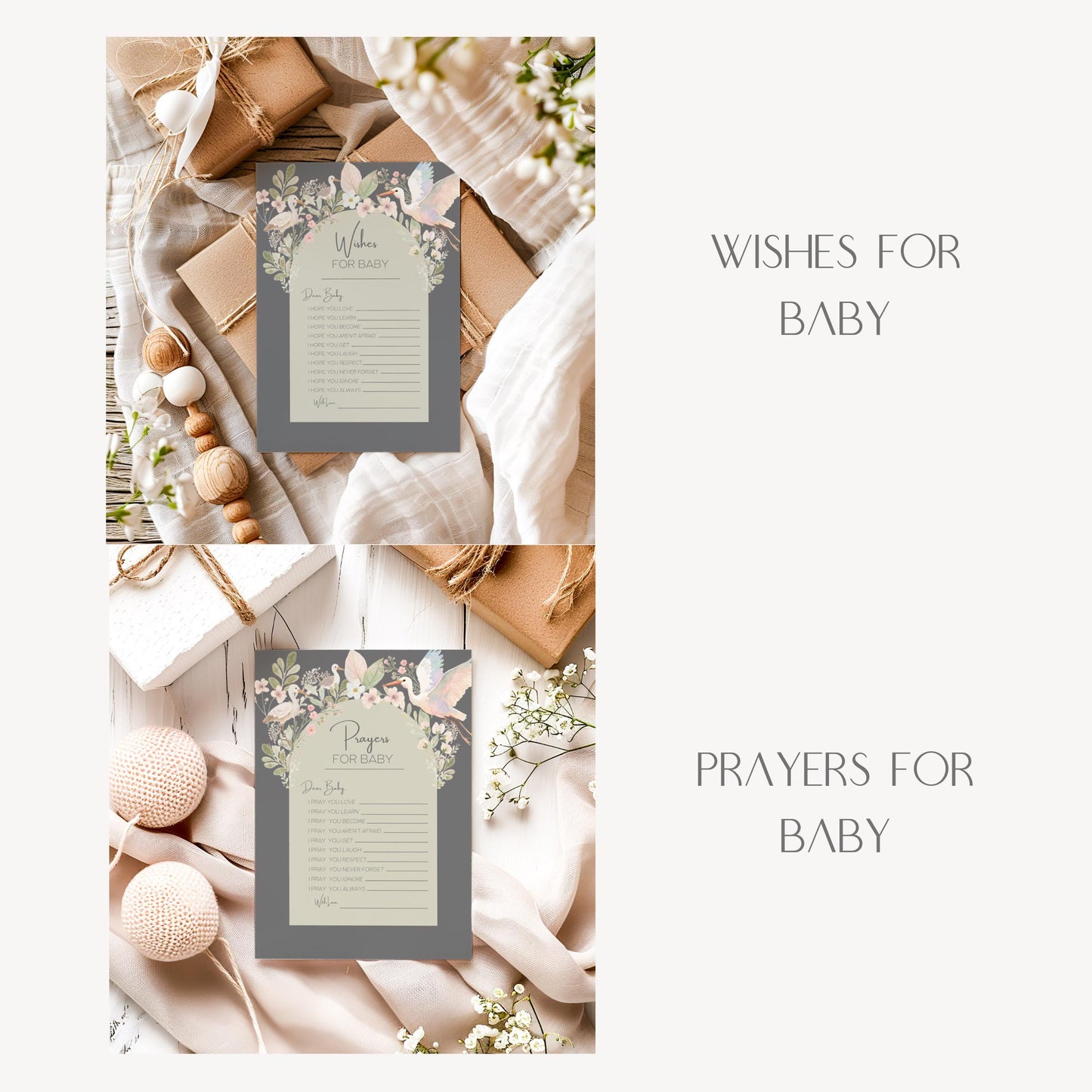 Digital Shower Template Baby Invitation Design Package Party Decoration Floral Accent Sage Green Nursery Theme Baby Shower Gift Set Canva