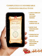 Magical Animated Christmas Party Evite, Enchanted Santa Digital Invitation, Editable Canva Template, Holiday Video Invite