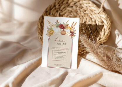 Autumn Party Announcement Template Digital Invitation Design For Celebration Harvest Theme Rustic Decor Element Botanical Illustrations