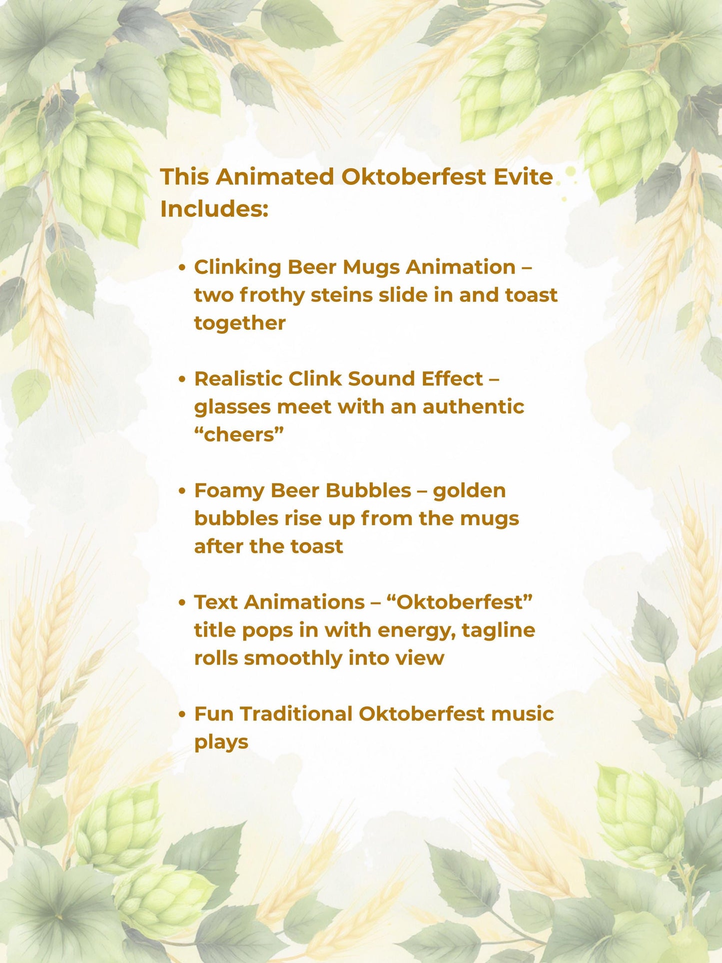 Animated Oktoberfest Party Invitation Template, Beer Steins Digital Evite (Canva Template, Instant Download)