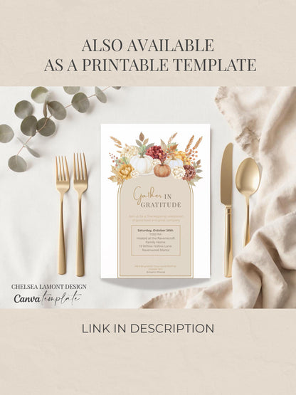 Animated Thanksgiving Digital Invite, Editable Harvest Dinner Video Evite, Fall Party Motion Invite WhatsApp or Email, Autumn Canva Template