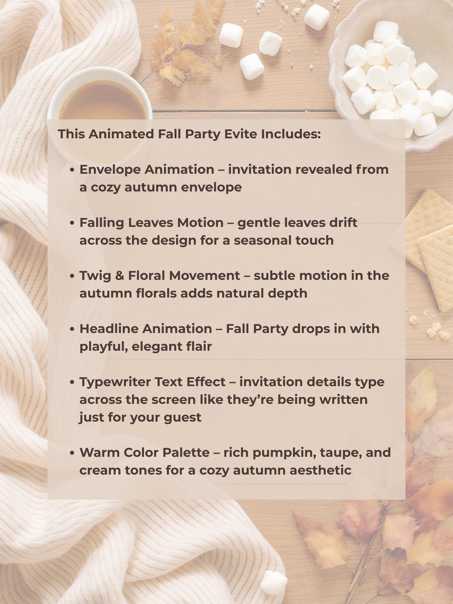 Animated Fall Party Invitation: Autumn Pumpkin Digital Evite, Harvest Party (Canva Template, Instant Download)
