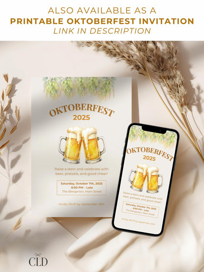 Animated Oktoberfest Party Invitation Template, Beer Steins Digital Evite (Canva Template, Instant Download)