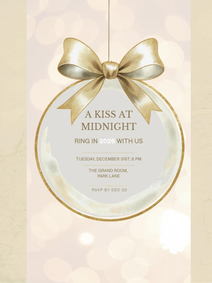 New Year’s Eve Invitation, Animated Digital Evite, Elegant Gold Champagne Party Invite, Editable Canva Template, Bring in the Bells Midnight