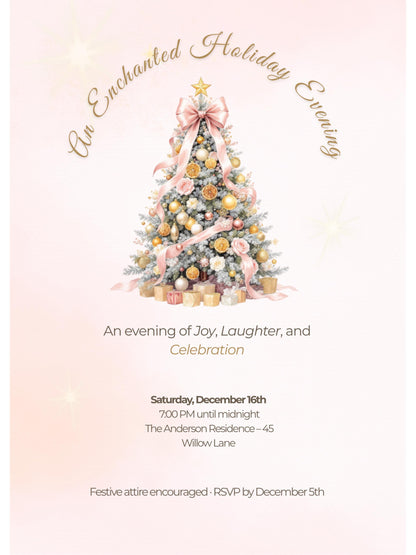 Holiday Party Invitation - Christmas Invite (Editable Canva Instant Download Template) - Printable or Digital Download