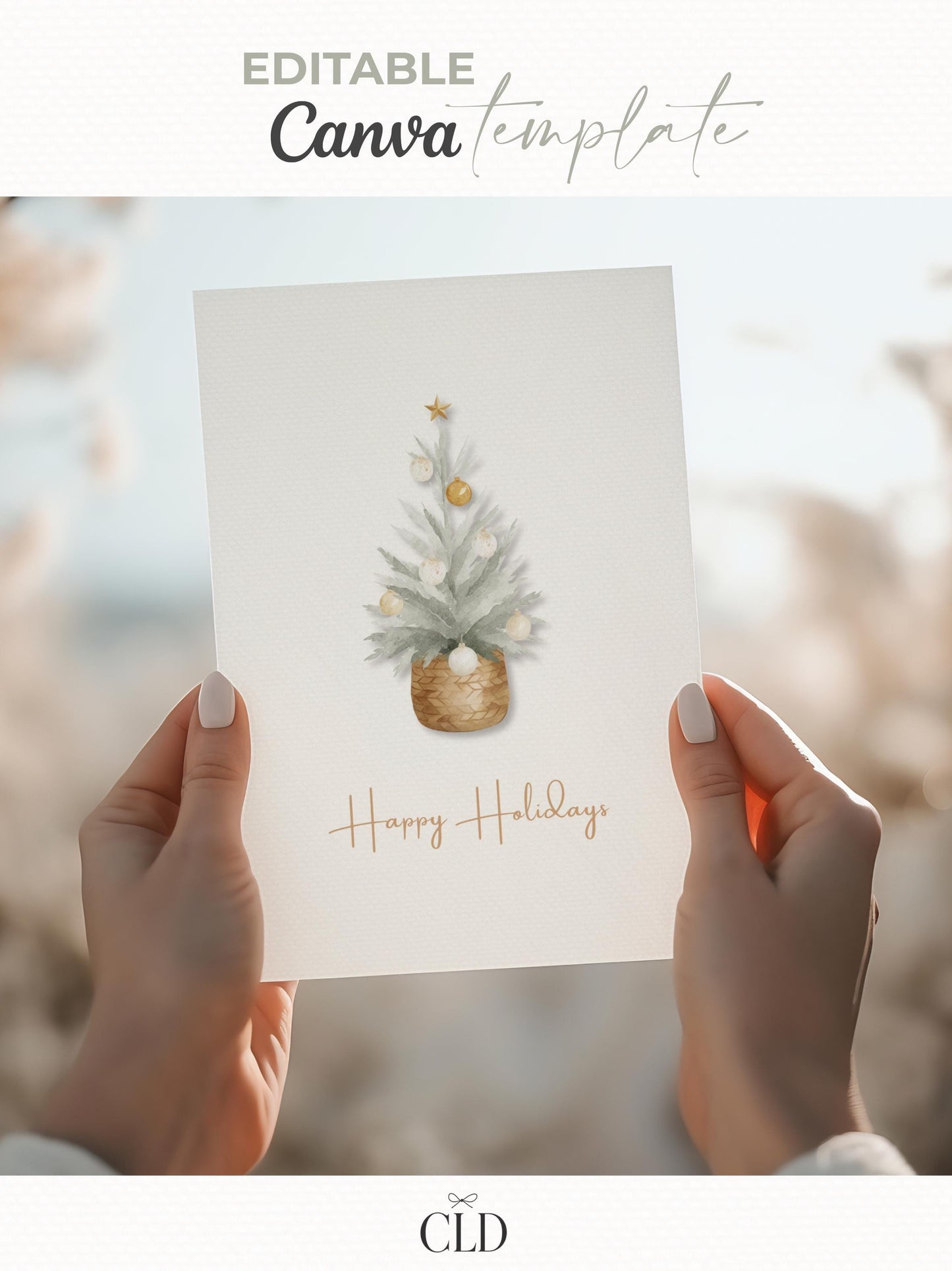 Editable Christmas Card with Newsletter Template (Printable or Digital Canva Holiday Card) - Family Photo Update, Personalized Greeting Card