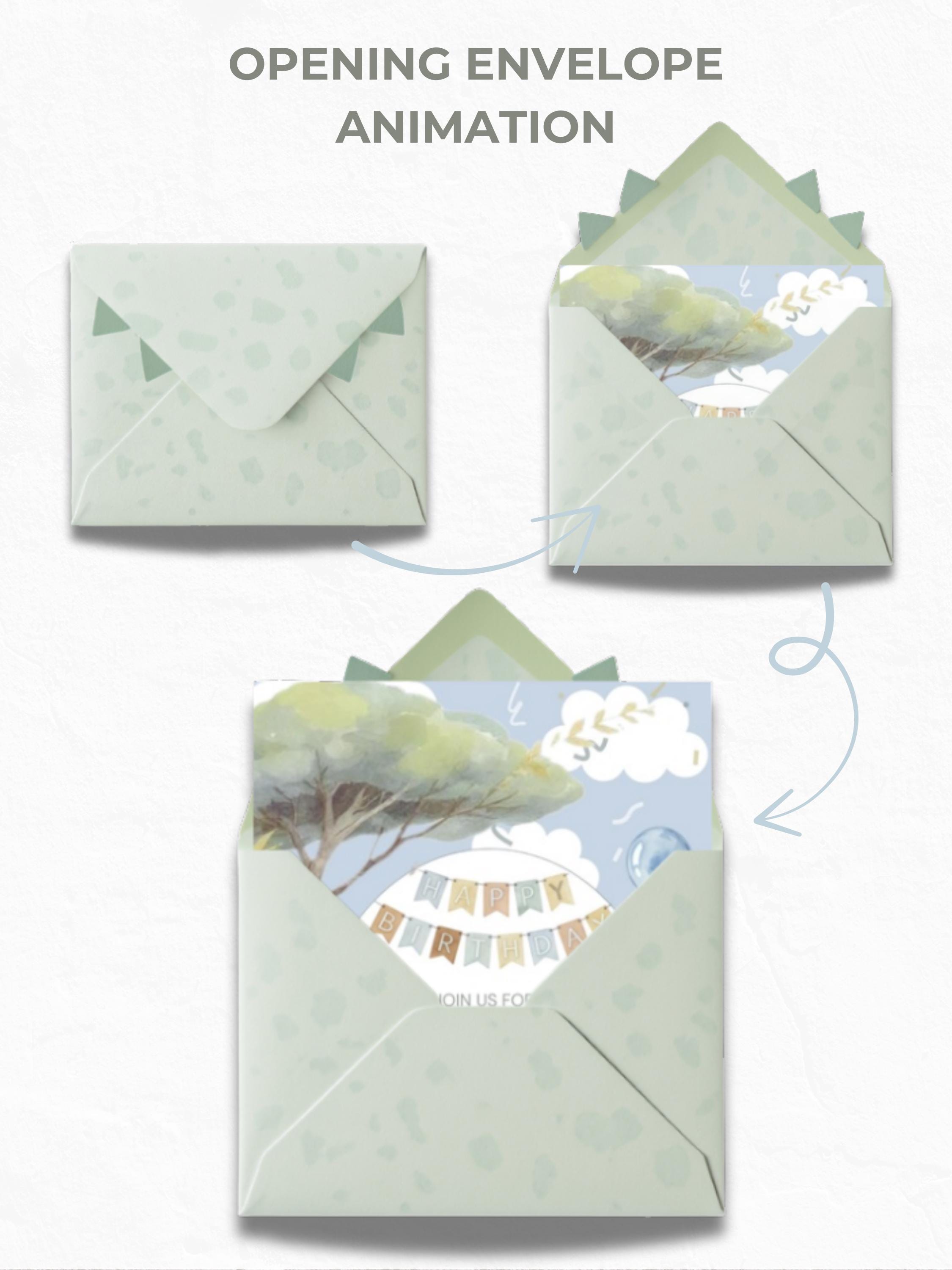 2nd Birthday Dinosaur Evite - Dino Themed Animated Digital Invitation - Editable Canva Template Kids Birthday Party Electronic Invite