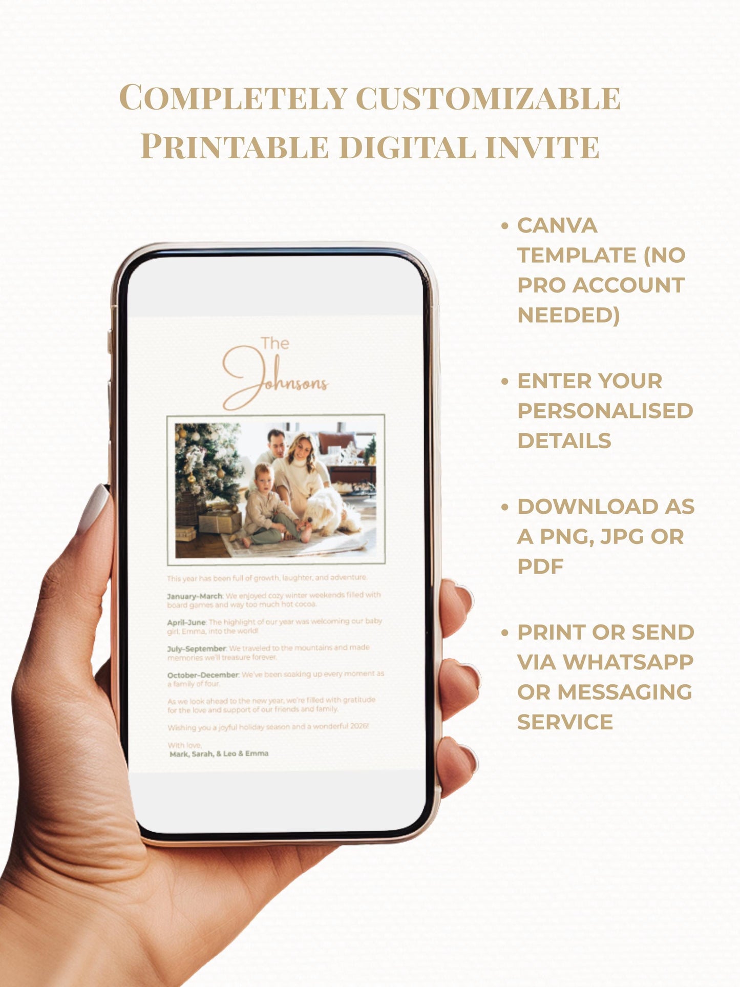 Editable Christian Christmas Card with Newsletter - O Holy Night Nativity Canva Template, Printable or Digital Holiday Greeting