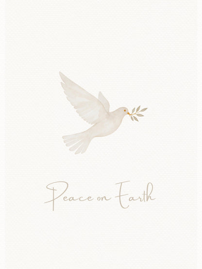Editable Christmas Card with Newsletter - Christian Peace on Earth Dove Canva Template, Printable or Digital Holiday Greeting